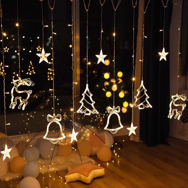 3.5M LED Star Deer Tree Bell 220V 110V Christmas Garland Fairy Curtain String