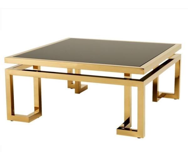 Luxury Square Stainless Steel Frame Tempered Glass top Coffee Table Console