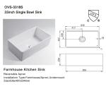 Undermount Farmhouse Kitchen Sink Porcelain 33" 800mm 850mm North American