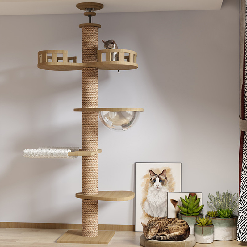 Pet House Floor-to-ceiling Cat Tree Condo Furniture Scratch Post Interactive Play