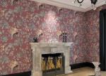 Waterproof Asian Inspired Wallpaper with Embossed Floral Pattern , 0.53*10m/