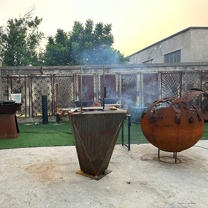 outdoor cooking corten steel bbq grill