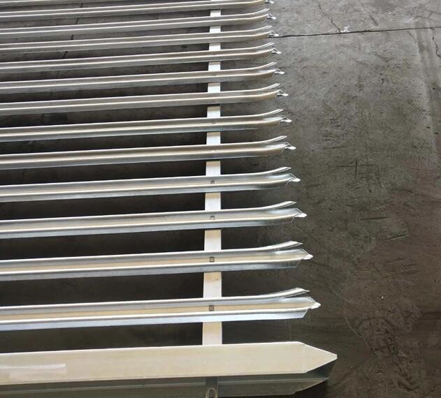 Hot Dip Galvanised Palisade Steel Fence W Profile Triple Pointed Top Security