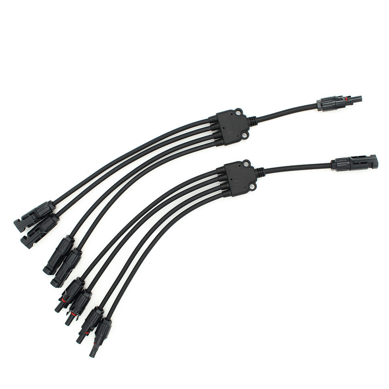 MC4 6mm Black Solar Panel PV Cable 20A Branch Connector Photovoltaic