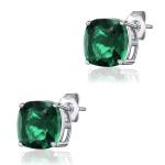 Chic Silver 925 Sterling Silver Heart Pendant Necklace Simulated Emerald