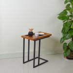 Living Room Metal Stand 58cm Height Solid Wood Chairside Table
