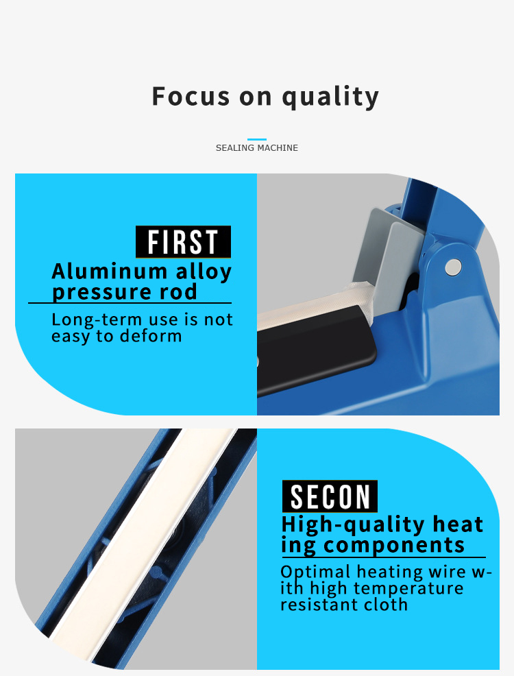 Customizable ZEQUAN 300mm PP Hand Heat Sealing Machine for Food Plastic Impulse Sealer