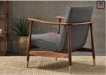 Brown Leather Single Sofa Chair Ash Wood Frame With Copper Feet 73 * 68 * 85cm