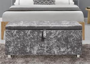 Wholesale Crush Diamond Silver Crushed Velvet Ottoman Foldable Ottoman Storage Box from china suppliers