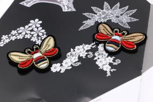 Wholesale Golden Embroidery Patch Bee Bumblebee Wasp Insect 3D Gold Royal Fashion from china suppliers