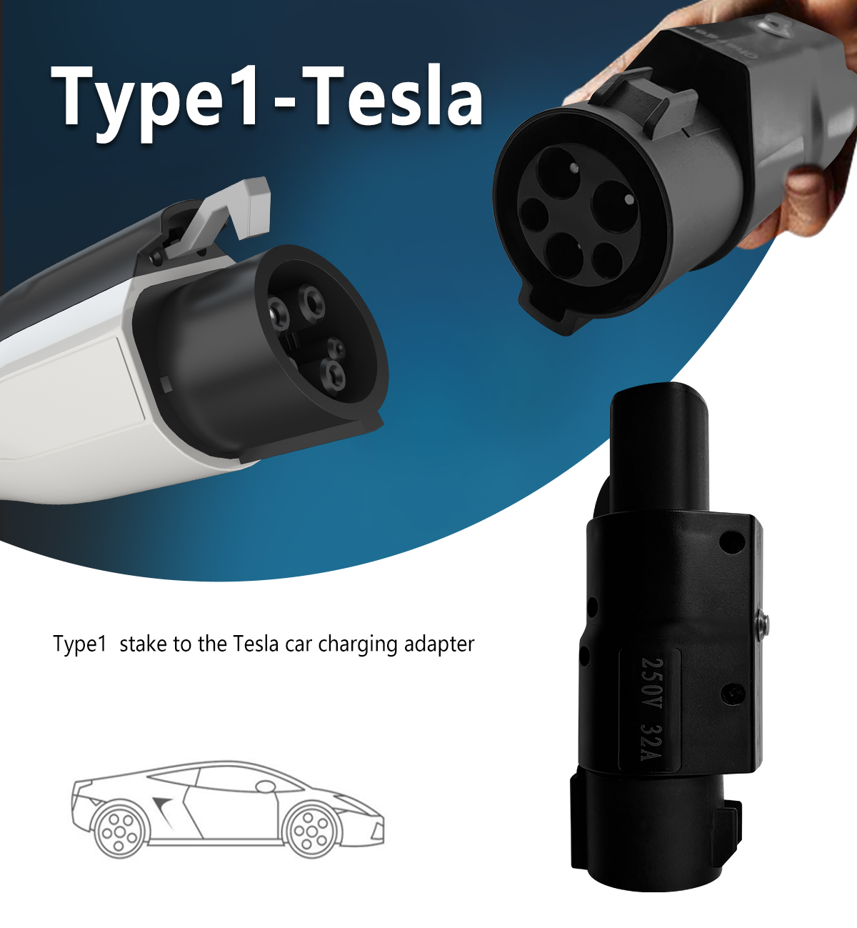 Experience the Convenience of TYPE1 to TSL Car 7kw EV Charge Adapter for Tesla Charging