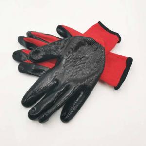 China Oil Resistant Nitrile Coated Construction Work Gloves Safety Nylon Nitrile Dipped Building Gloves 13G on sale