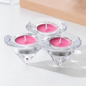 Wholesale Triple Glass Tealight Candle Holders Triangular Cone Shaped Trio Candle Holder from china suppliers