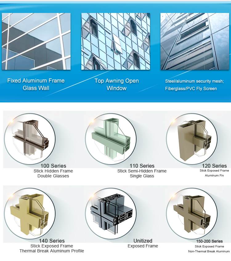 modern construction aluminum perforated facade panel glass curtain wall cladding system price