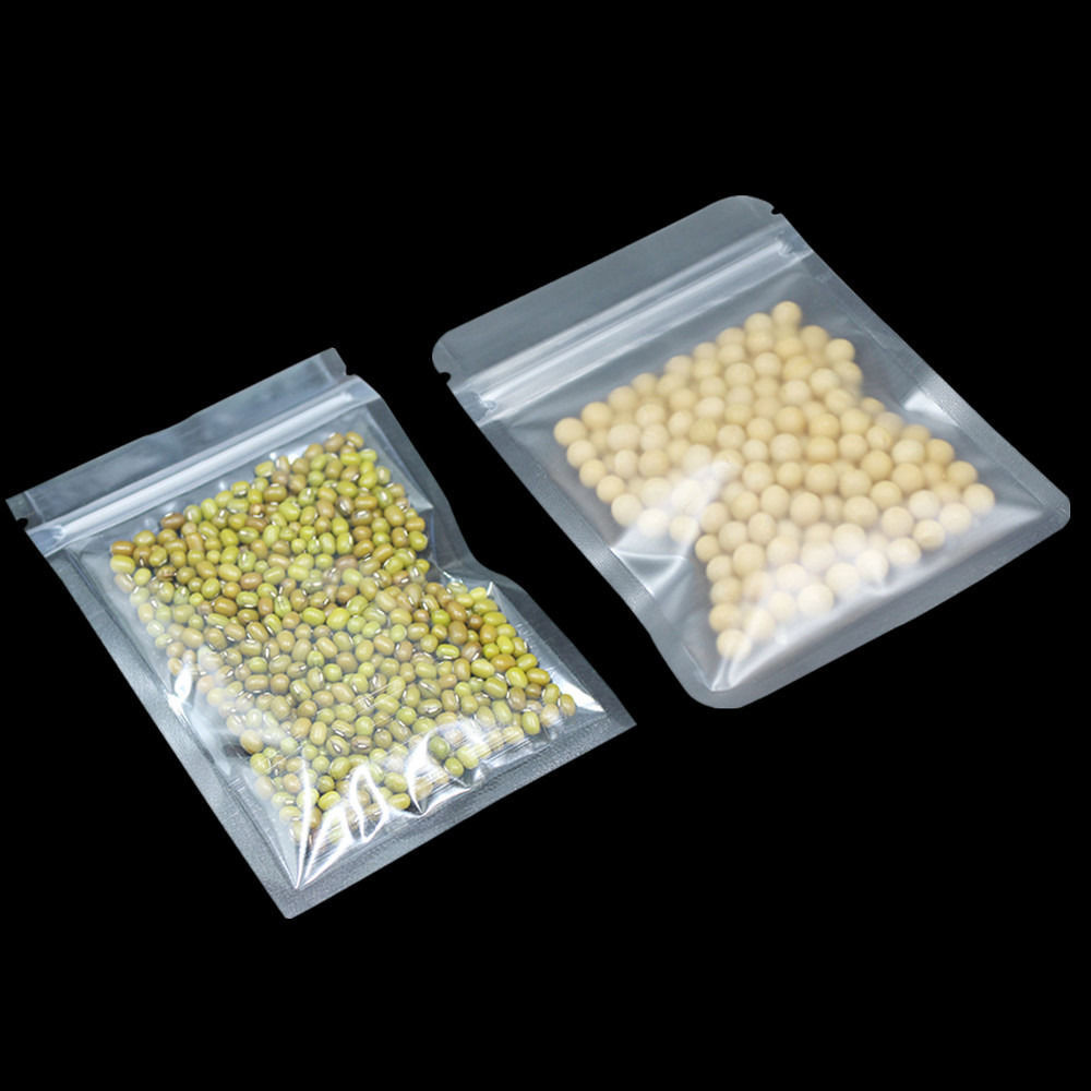 Resealable Flat Food Packing Pouch Zipper Matte Clear Zip Lock Plastic Bag