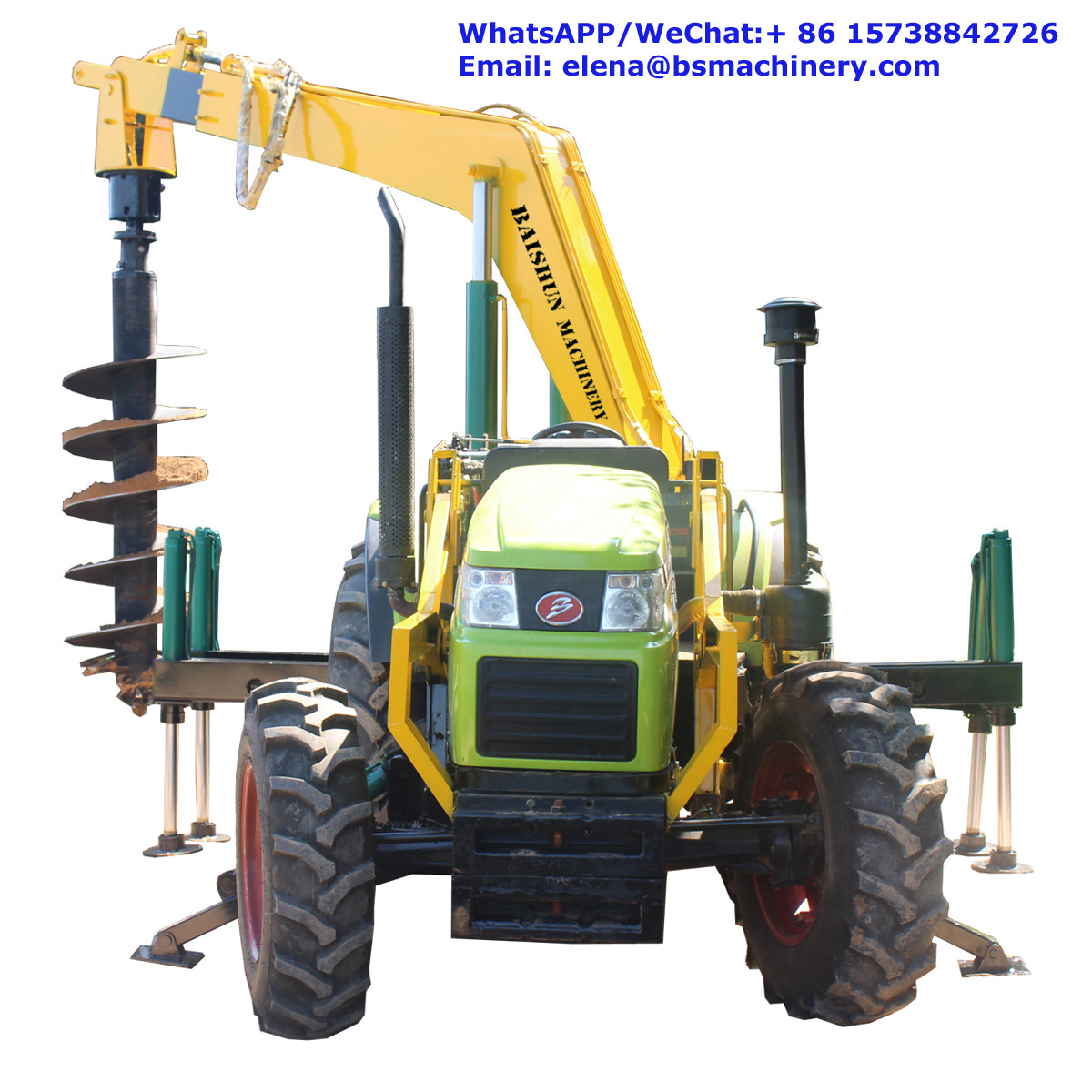 Steel Skid Loader Post Hole Digger / Yellow Light Pole Installation Equipment