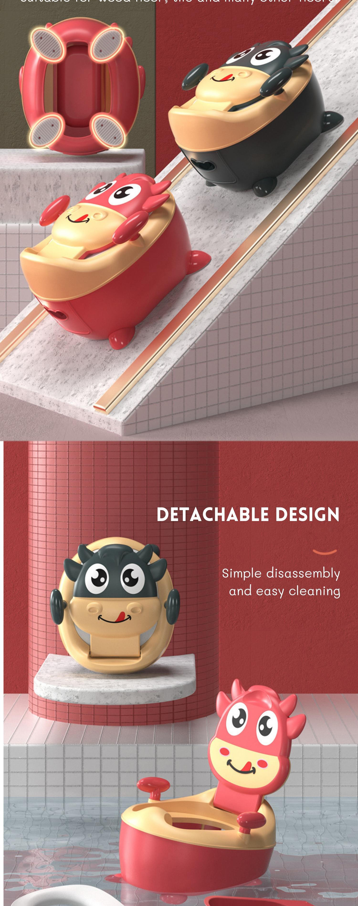 Cow Shape Dark Green Red Baby Training Potty with EN71 Test Certificate