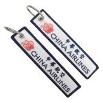 Dual Side Custom Embroidered Key Tags Airlines Plum Blossom Insignia Bilingual