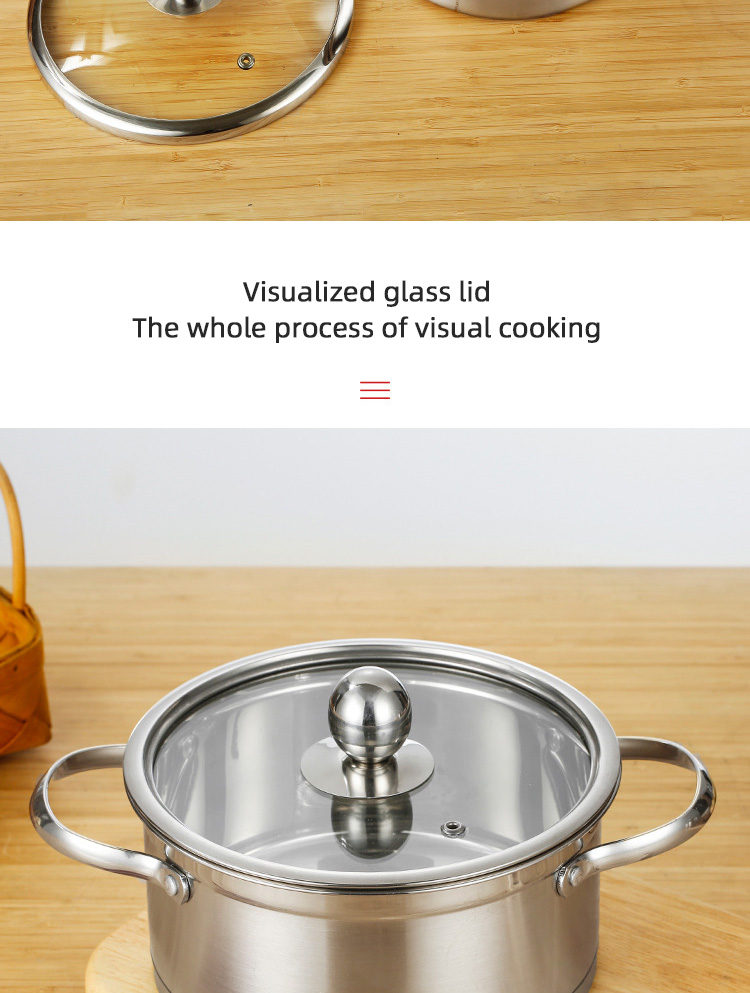 Factory Direct Sale Cookware Soup Pot Stainless Steel Cooking Pot With Stainless Steel Handle