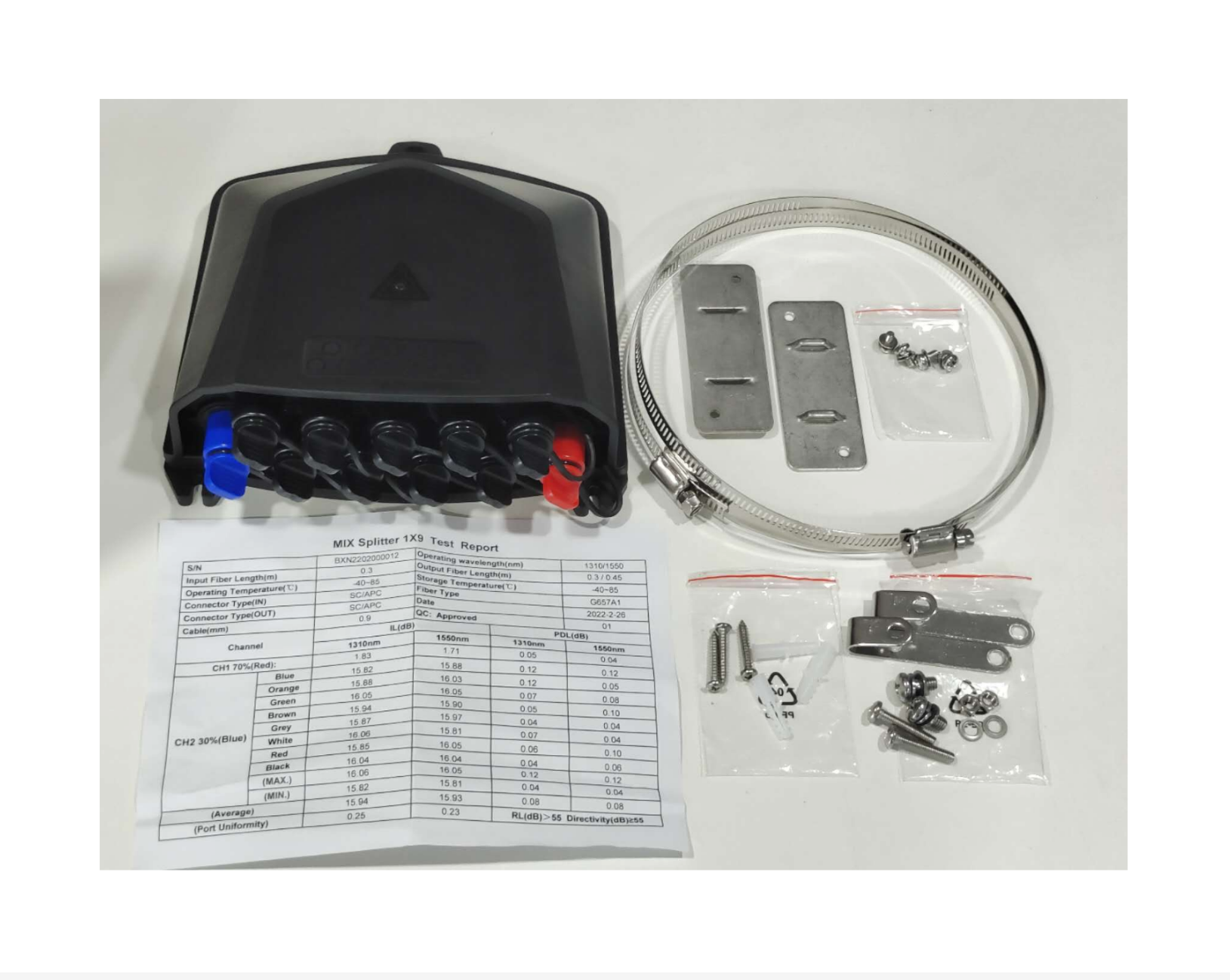1X9 PLC Splitter Pre-Connector SC APC Non-Equal Division Optical Fiber Termination Box