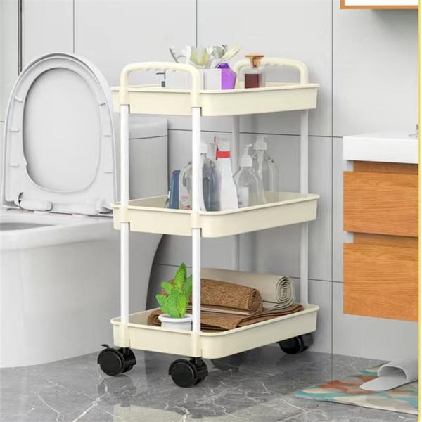 Functional Design Two Tier Storage Shelf With Wheels for Kitchen Bathroom and Bedroom