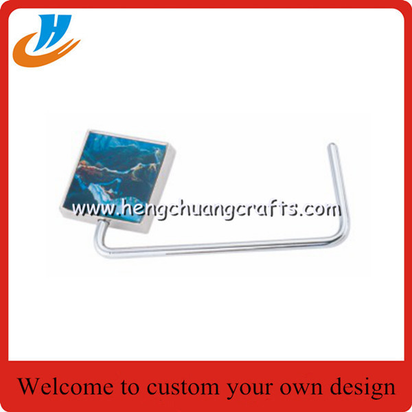 Bag hook hanger,epoxy logo bag hanger with custom,print logo design