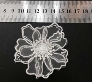 Wholesale Garment Accessories Embroidery Organza Applique Flower Ivory Color from china suppliers