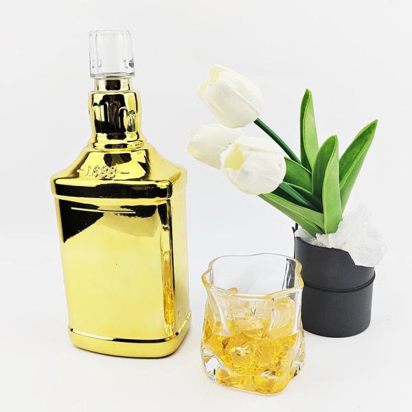 High White Glass Material 500ml Square Glass Bottle for Wine Alcohol 750ml