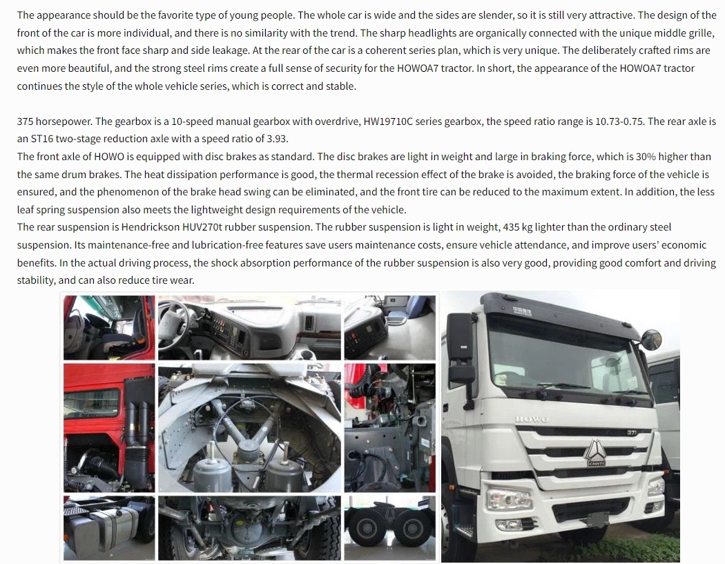 USED Howo 6*4 Tractor Trucks For Heavy-Duty Commercial Vehicles