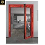 Red Black Aluminium Glass Hinged Door Aluminium Bi Fold Doors ODM