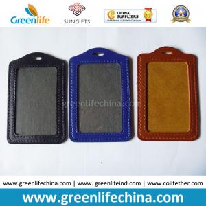 China Office Name Badge Leather Badge Holder Soft ID Badge Pocket on sale
