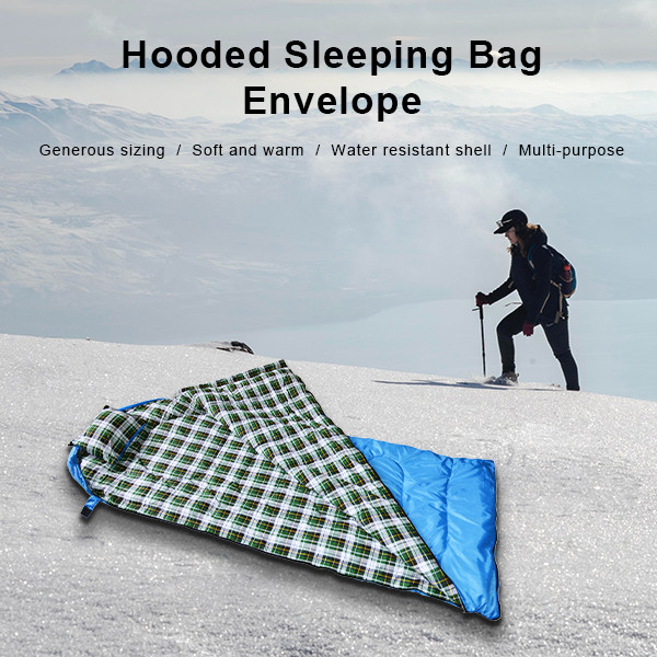210T Polyester Camping Sleeping Bags Blue Flannel Sleeping Bag Rectangular Shaped