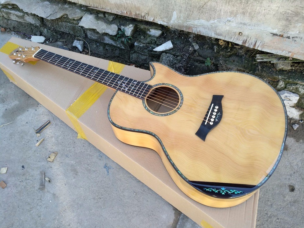AAAA handmade all Solid single cut guitara 14 frets imported wood armrest GA acoustic electric guitar