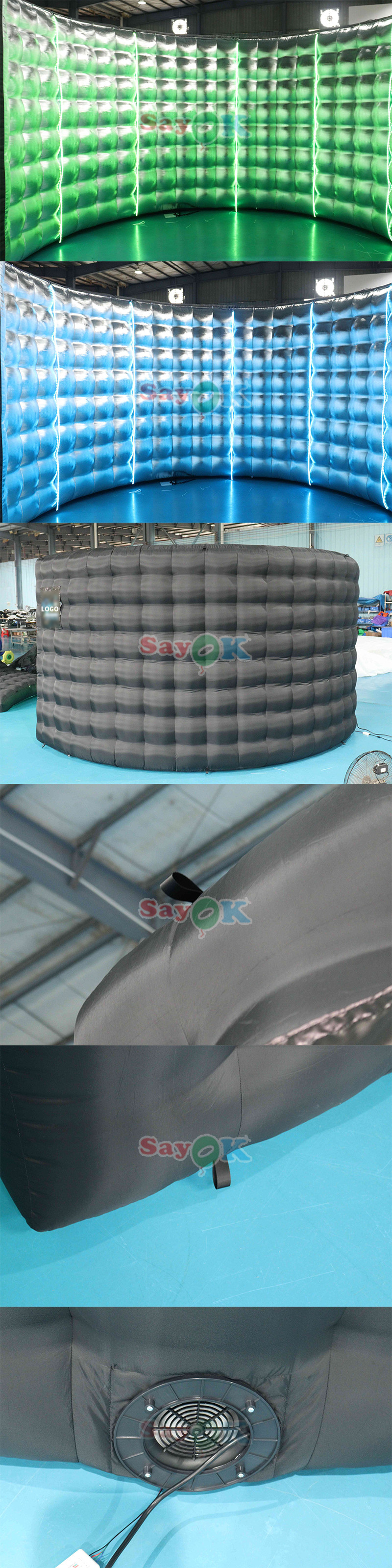 Portable Curved Inflatable Photo Booth Backdrop Wall For Exhibition