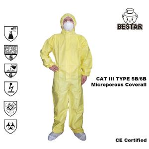 Wholesale EN 14126 Yellow Disposable Medical Coveralls Type 5B/6B from china suppliers