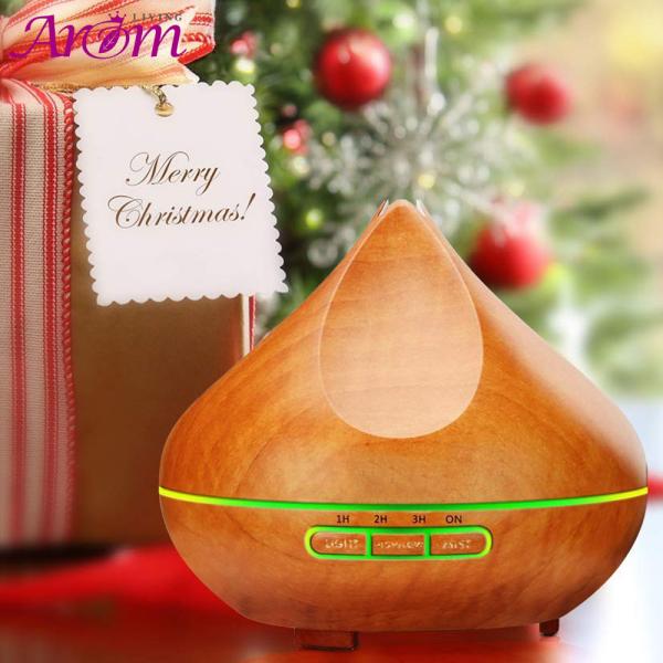 Whisper-Quiet 300ML Wood Grain Bud Shape Aromatherapy Essential Oil Aroma