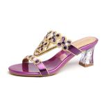 BS138 Rhinestone High-Heeled Slippers Summer New Outdoor Wear Sandals Ladies