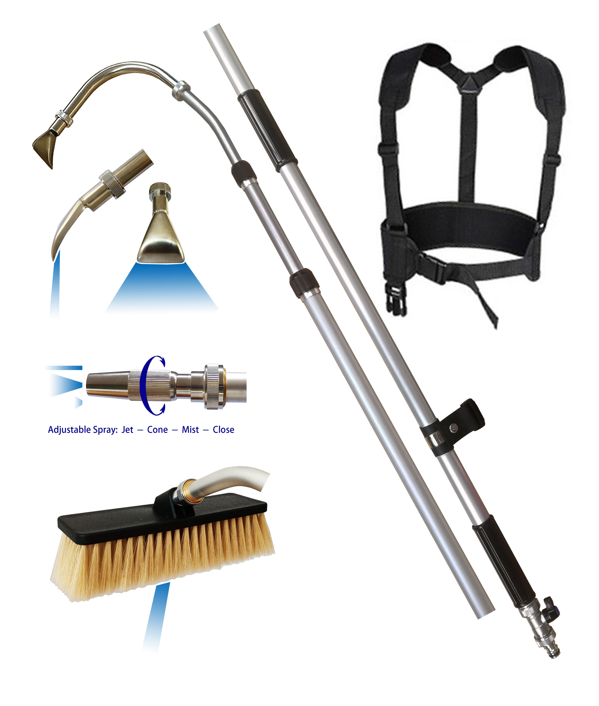 Max 16 Bar Aluminum Telescopic Gutter Cleaner With Nylon Soft Brush