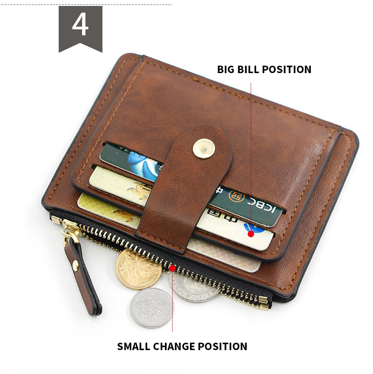 Credit Card Holder Wallet for Men and Women Unisex Pur Color Leather Pu Coin Purse