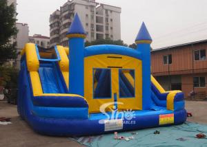 Wholesale Commercial kids double lane inflatable water combo castle with removable custom banner from china suppliers