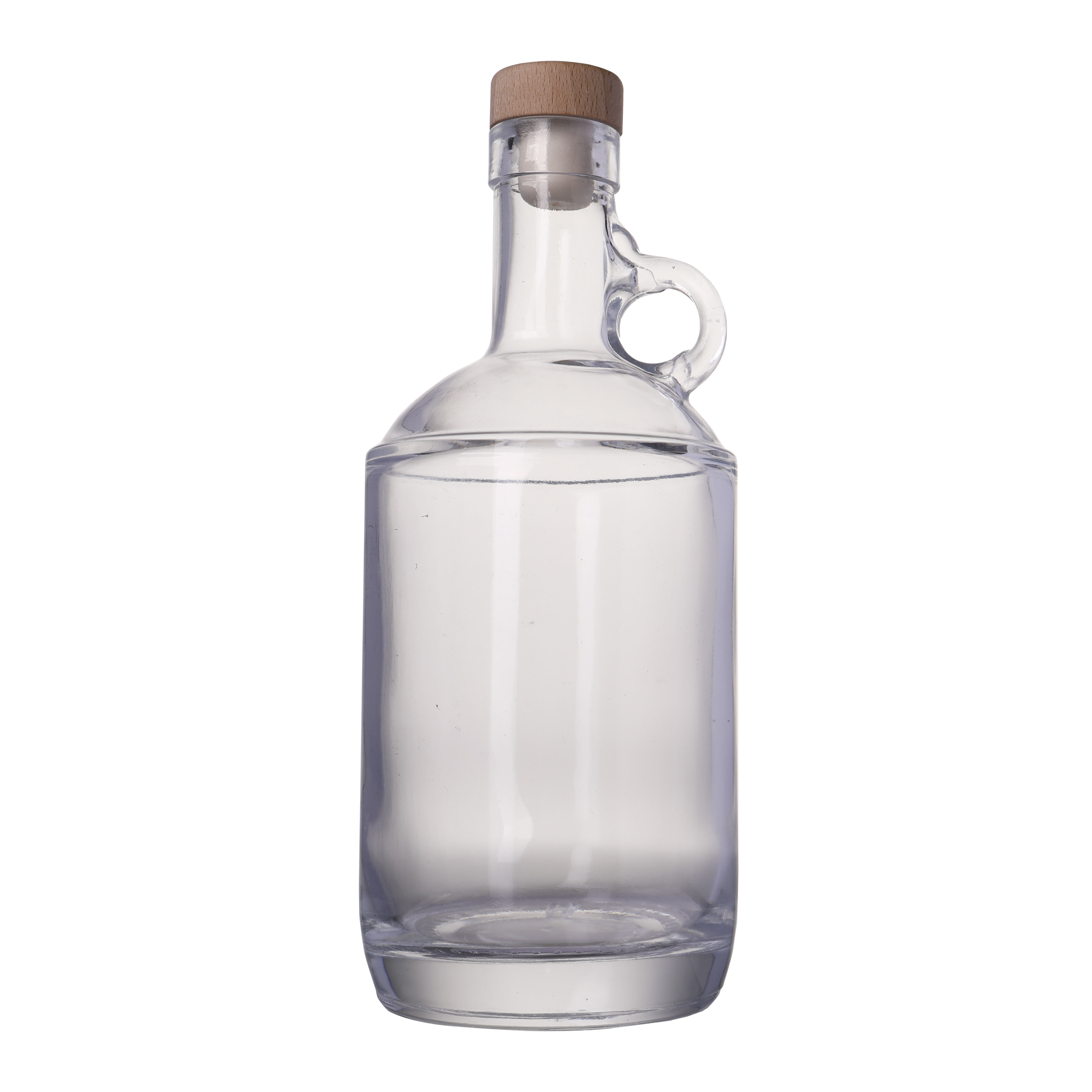 Sturdy Base 750ml Glass Vodka Whiskey Bottle with Handle and Customization Service