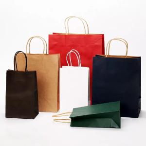 Wholesale Takeout Packaging Paper Bag Logo Printing Varnishing Kraft Paper Bag TUV from china suppliers