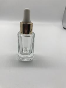Wholesale 15ml Luxury Clear Square Cosmetic Flat Tall Bottle Essential Oil Cosmetic Glass Bottle With Aluminum Dropper from china suppliers