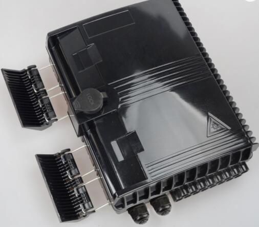 Quality Terminal Box 16 Core Ftth 2 Inlet,16 Outlet For Drop Cables Black Box Fiber Optic Cable for sale