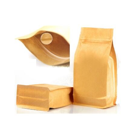 Food Grade Resealable kraft zipper paper bags for Tea/ Coffee Packing with Bottom Gusset