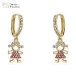 18k Brass Gold Pendant Hoop Earrings Zircon Diamond for Boy Girls