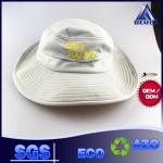 Casual Hiking Fishing Boonie Bucket Hat , Embroidery Logo Beige Bucket Hat
