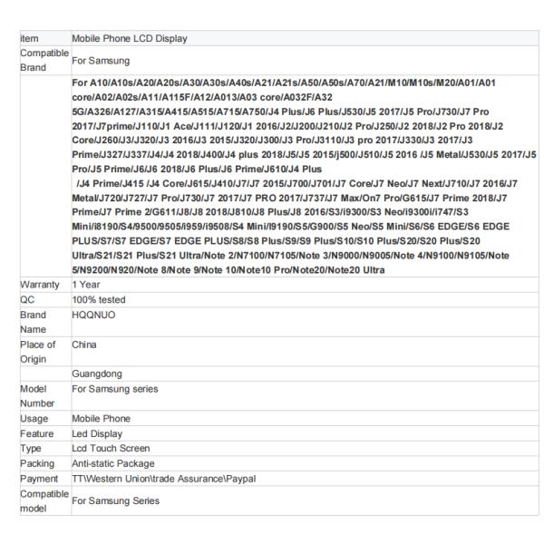 Display Screen Digitizer For SMG Touch Complete Lcd Screen
