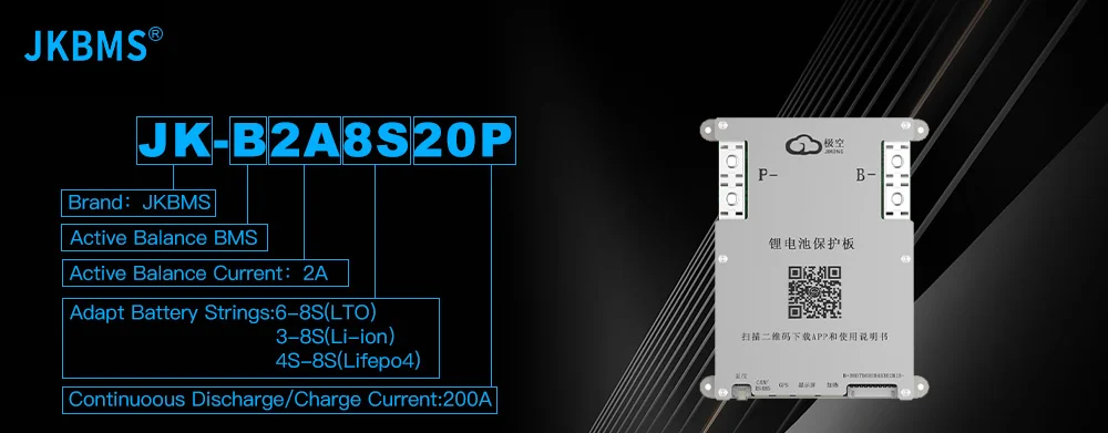 JKBMS Active Balance Bms 4S 8S 12S 13S 14S 16S 17S 20S 24S Smart Bms 60A 80A 100A 150A 200A Lifepo4 Li-Ion Lto Battery