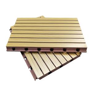 Wholesale 3D Grooved Wooden Acoustic Ceiling Tiles / Soundproof Decorative Wall Panels from china suppliers